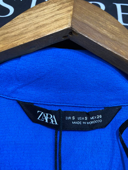 ZARA |S| BUST FREE| A26| VIBRANT ROYAL BLUE DRAWSTRING WAIST SHIRT DRESS