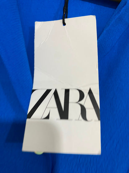 ZARA |S| BUST FREE| A26| VIBRANT ROYAL BLUE DRAWSTRING WAIST SHIRT DRESS