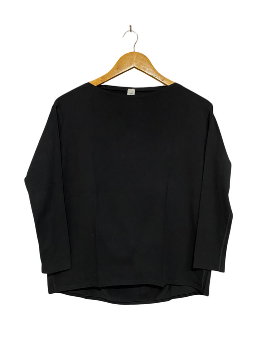 LULULEMON |L| BUST 23| BACK IN ACTION LONG SLEEVE SHIRT - BLACK BOAT NECK CASUAL TOP