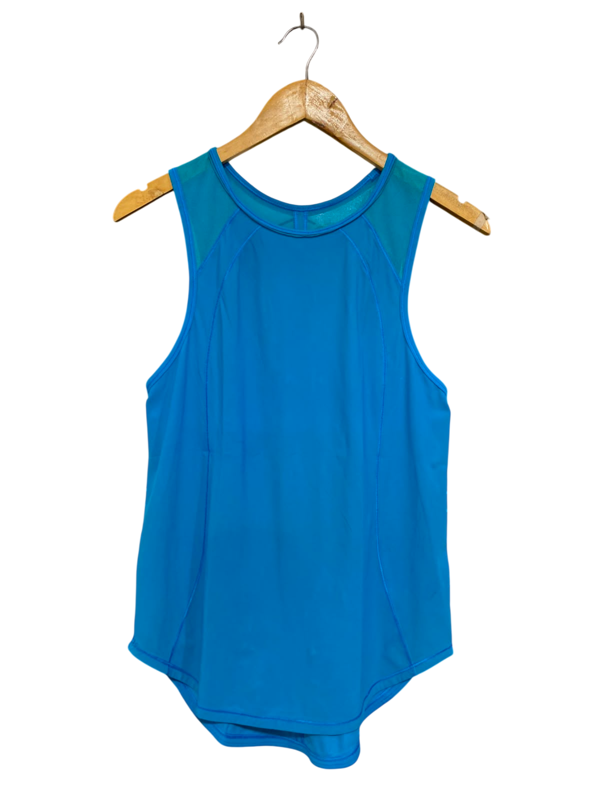 LULULEMON | S| BUST 15| BRIGHT CERULEAN BLUE WORKOUT SHIRT WITH MESH PANELS