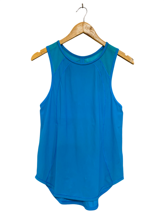 LULULEMON | S| BUST 15| BRIGHT CERULEAN BLUE WORKOUT SHIRT WITH MESH PANELS