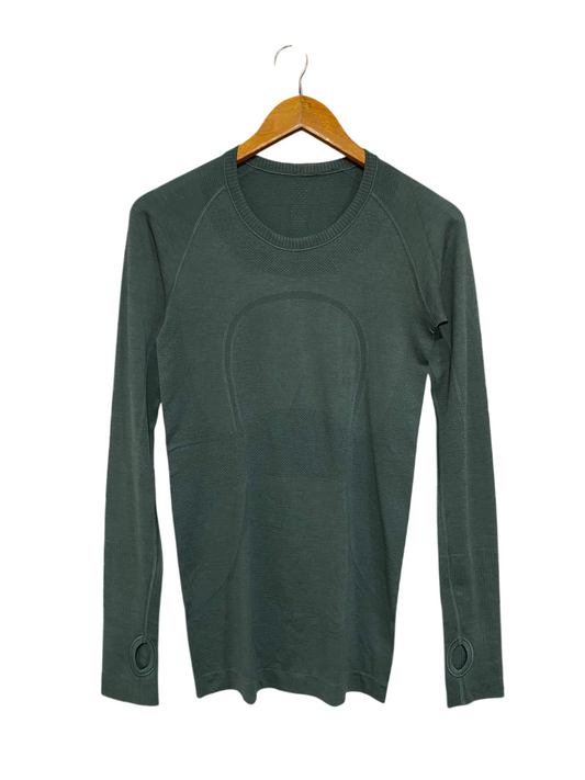 LULULEMON | S| BUST 14| DARK FOREST GREEN WORKOUT TOP WITH THUMBHOLES