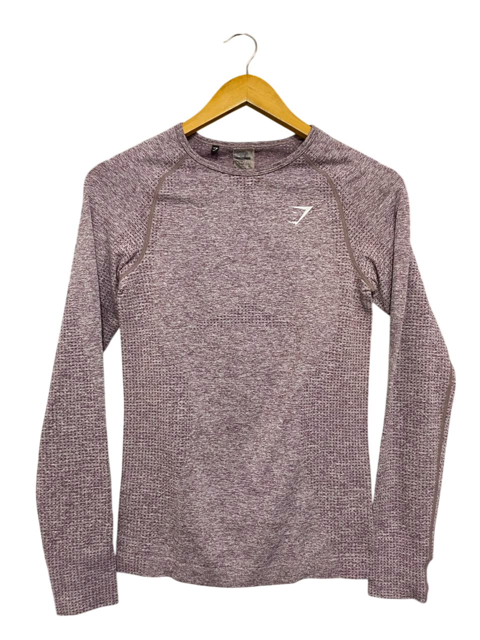 GYMSHARK | M| BUST 15| WOMEN'S VITAL SEAMLESS LONG SLEEVE PURPLE MARL WORKOUT SHIRT - ATHLETIC GYM TOP