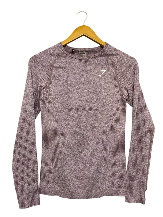 GYMSHARK | M| BUST 15| WOMEN'S VITAL SEAMLESS LONG SLEEVE PURPLE MARL WORKOUT SHIRT - ATHLETIC GYM TOP