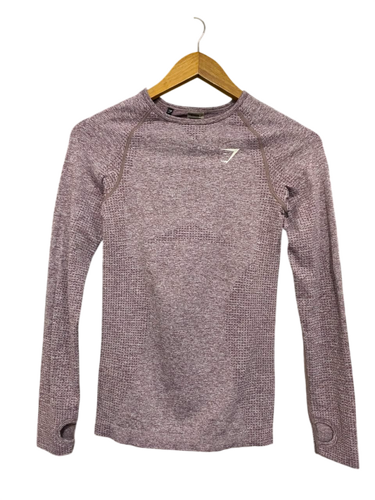 GYMSHARK | S| BUST 14| WOMEN'S VITAL SEAMLESS LONG SLEEVE PURPLE MARL WORKOUT SHIRT - ATHLETIC TOP WITH THUMBHOLES