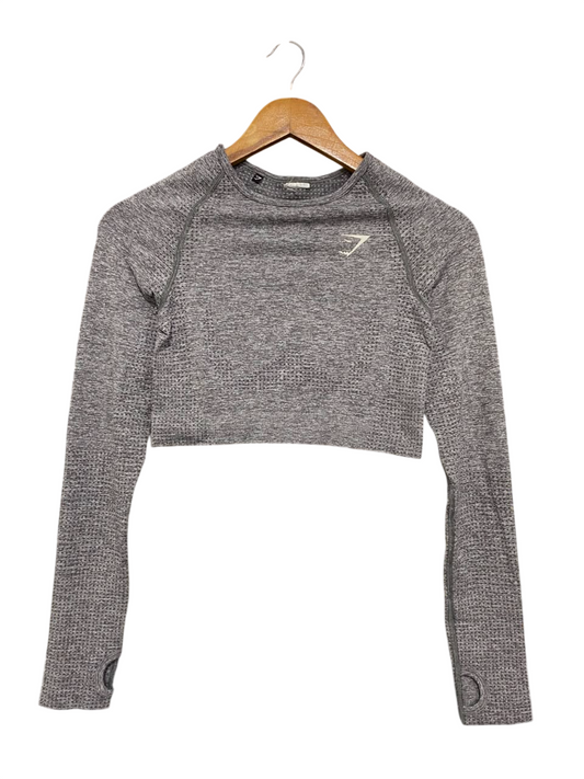 GYMSHARK | S| BUST 14| GREY MARL WORKOUT SHIRT WITH THUMBHOLES