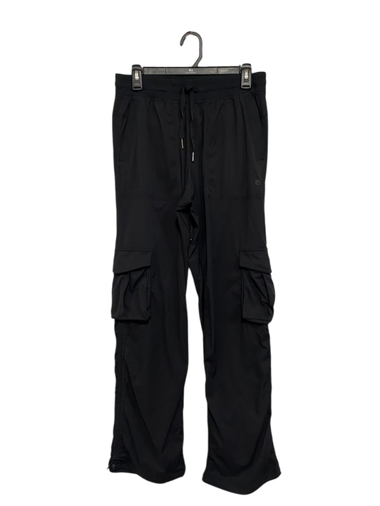 LULULEMON |M| WAIST 28| WOMEN'S HIGH-WAISTED BLACK DRAWSTRING CARGO PANTS WITH FLAP POCKETS