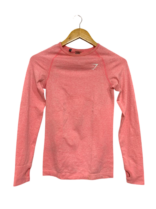 GYMSHARK |S| BUST 14| PINK MARL ATHLETIC WORKOUT SHIRT WITH THUMBHOLES