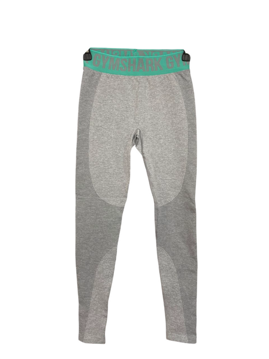GYMSHARK | S| WAIST 22| WOMEN'S FLEX SEAMLESS HIGH-WAISTED GREY & TEAL GREEN LEGGINGS