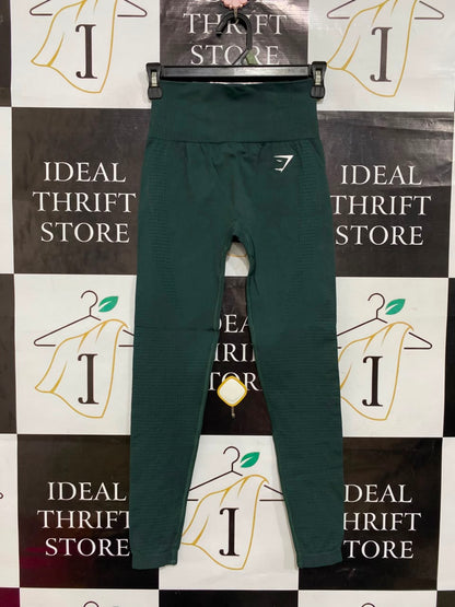 GYMSHARK | XS| WAIST 22| WOMEN'S VITAL SEAMLESS HIGH-WAISTED DARK GREEN / FOREST GREEN LEGGINGS