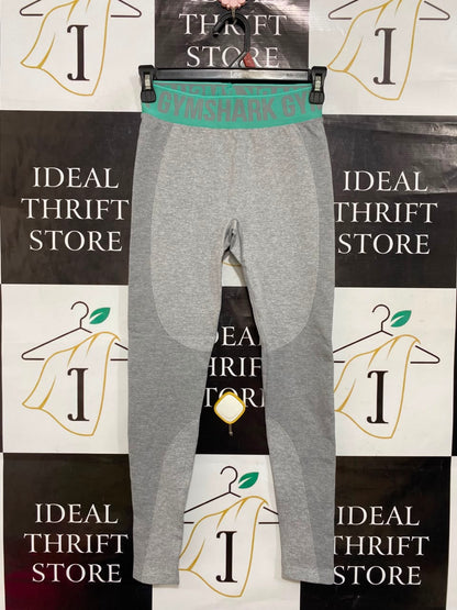 GYMSHARK | S| WAIST 22| WOMEN'S FLEX SEAMLESS HIGH-WAISTED GREY & TEAL GREEN LEGGINGS