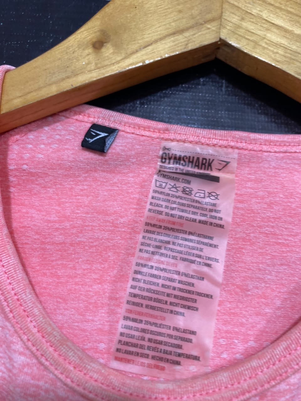 GYMSHARK |S| BUST 14| PINK MARL ATHLETIC WORKOUT SHIRT WITH THUMBHOLES
