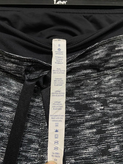 LULULEMON |L| WAIST 30| WOMEN'S SPACE DYE GREY & BLACK DRAWSTRING JOGGERS WITH RUCHED LOWER LEGS