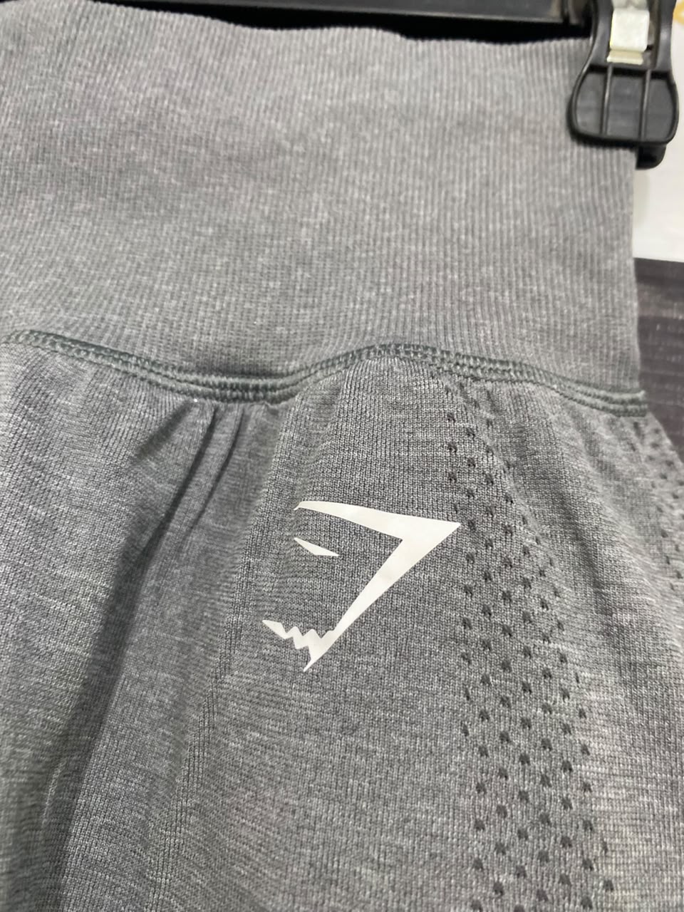 GYMSHARK | XS| WAIST 21| WOMEN'S VITAL SEAMLESS HIGH-WAISTED GREY MARL ATHLETIC SHORTS