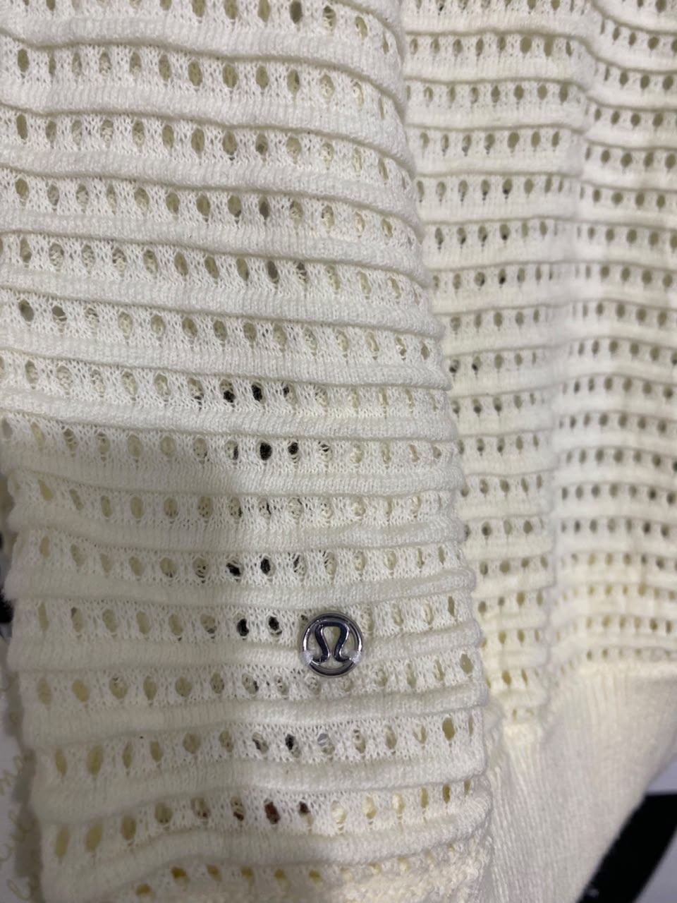 LULULEMON |XL| BUST 20| WOMEN'S NWT OPEN-KNIT MESH LONG SLEEVE SWEATER - CREAM / OFF-WHITE ATHLEISURE TOP