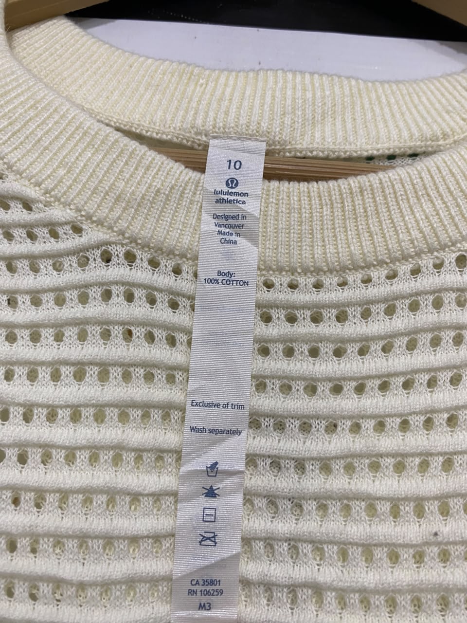 LULULEMON |XL| BUST 20| WOMEN'S NWT OPEN-KNIT MESH LONG SLEEVE SWEATER - CREAM / OFF-WHITE ATHLEISURE TOP