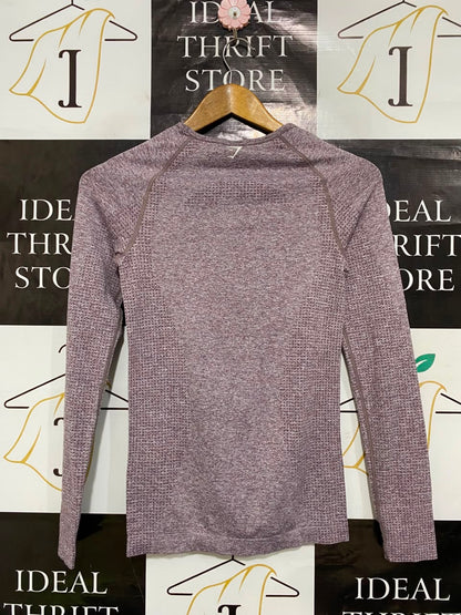 GYMSHARK | S| BUST 14| WOMEN'S VITAL SEAMLESS LONG SLEEVE PURPLE MARL WORKOUT SHIRT - ATHLETIC TOP WITH THUMBHOLES