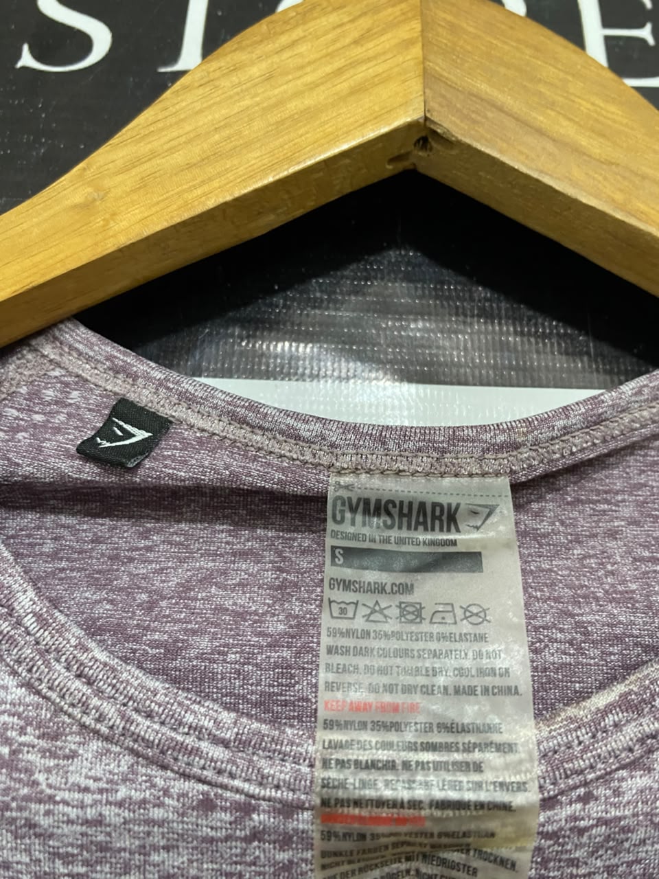 GYMSHARK | S| BUST 14| WOMEN'S VITAL SEAMLESS LONG SLEEVE PURPLE MARL WORKOUT SHIRT - ATHLETIC TOP WITH THUMBHOLES
