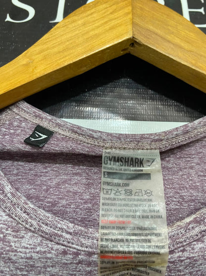 GYMSHARK | S| BUST 14| WOMEN'S VITAL SEAMLESS LONG SLEEVE PURPLE MARL WORKOUT SHIRT - ATHLETIC TOP WITH THUMBHOLES