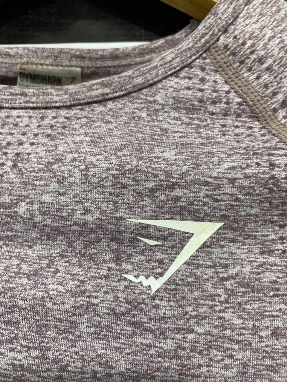GYMSHARK | S| BUST 14| WOMEN'S VITAL SEAMLESS LONG SLEEVE PURPLE MARL WORKOUT SHIRT - ATHLETIC TOP WITH THUMBHOLES