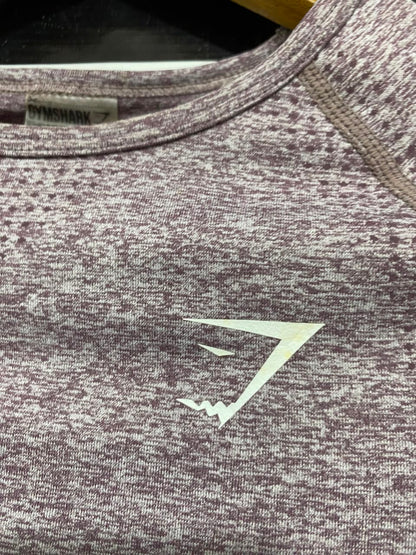 GYMSHARK | S| BUST 14| WOMEN'S VITAL SEAMLESS LONG SLEEVE PURPLE MARL WORKOUT SHIRT - ATHLETIC TOP WITH THUMBHOLES