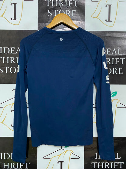 LULULEMON | S| BUST 15| WOMEN'S SWIFTLY TECH LONG SLEEVE NAVY BLUE WORKOUT SHIRT