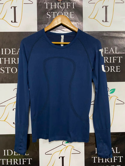 LULULEMON | S| BUST 15| WOMEN'S SWIFTLY TECH LONG SLEEVE NAVY BLUE WORKOUT SHIRT