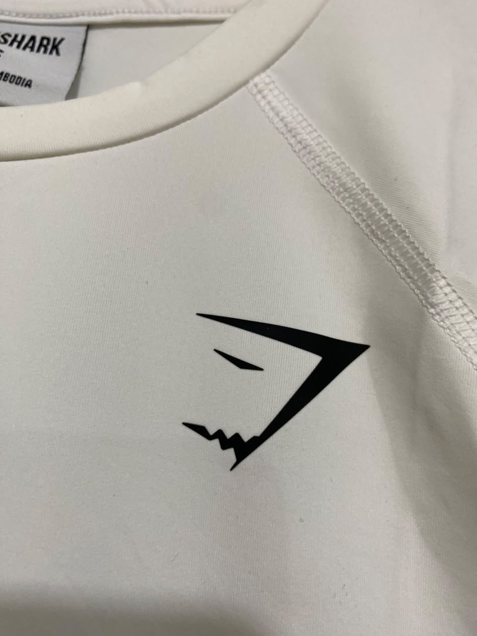 GYMSHARK | S| BUST 15| WOMEN'S APEX LONG SLEEVE WHITE WORKOUT SHIRT - ATHLETIC GYM TOP
