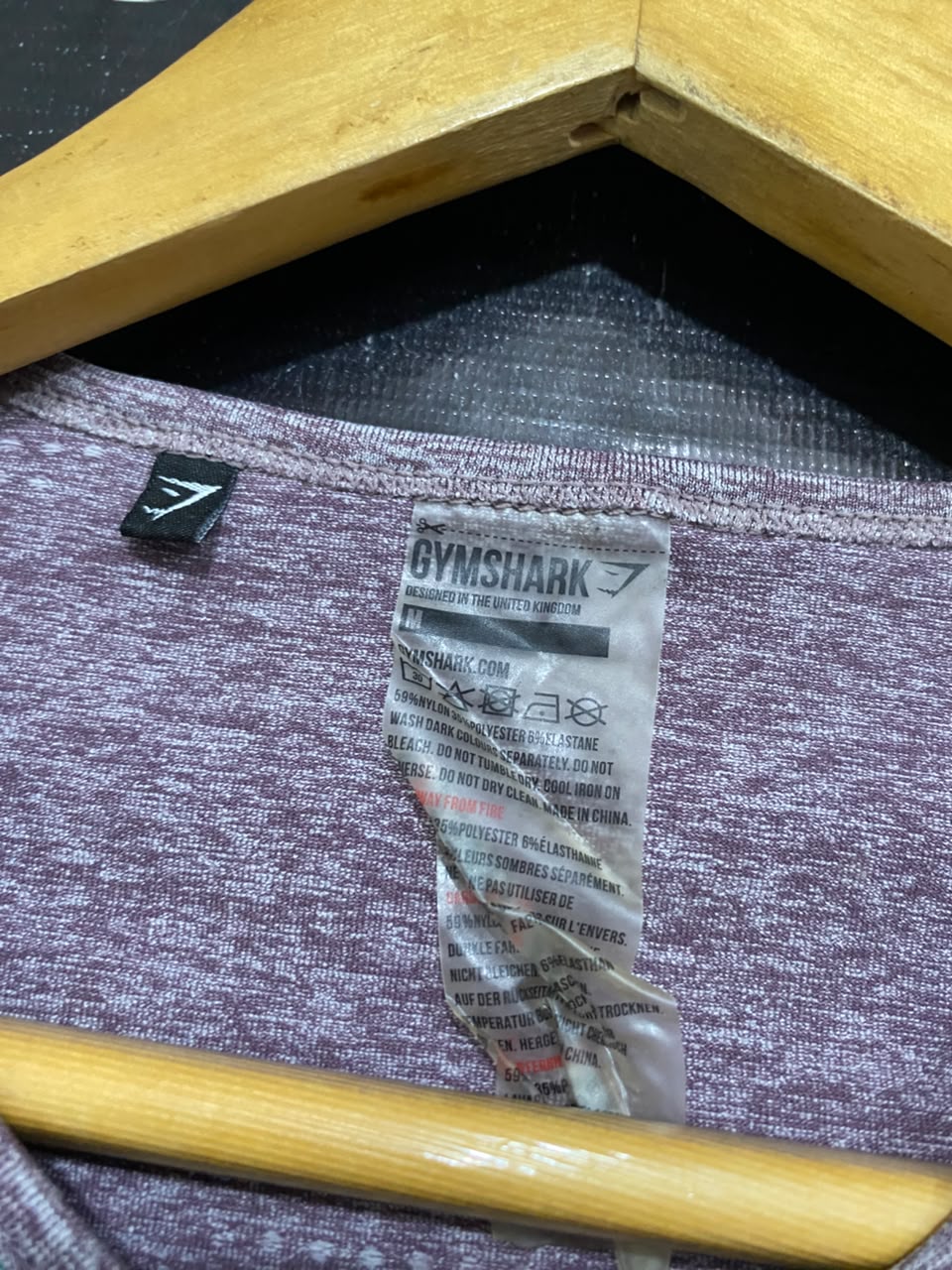 GYMSHARK | M| BUST 15| WOMEN'S VITAL SEAMLESS LONG SLEEVE PURPLE MARL WORKOUT SHIRT - ATHLETIC GYM TOP