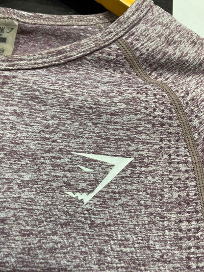 GYMSHARK | M| BUST 15| WOMEN'S VITAL SEAMLESS LONG SLEEVE PURPLE MARL WORKOUT SHIRT - ATHLETIC GYM TOP