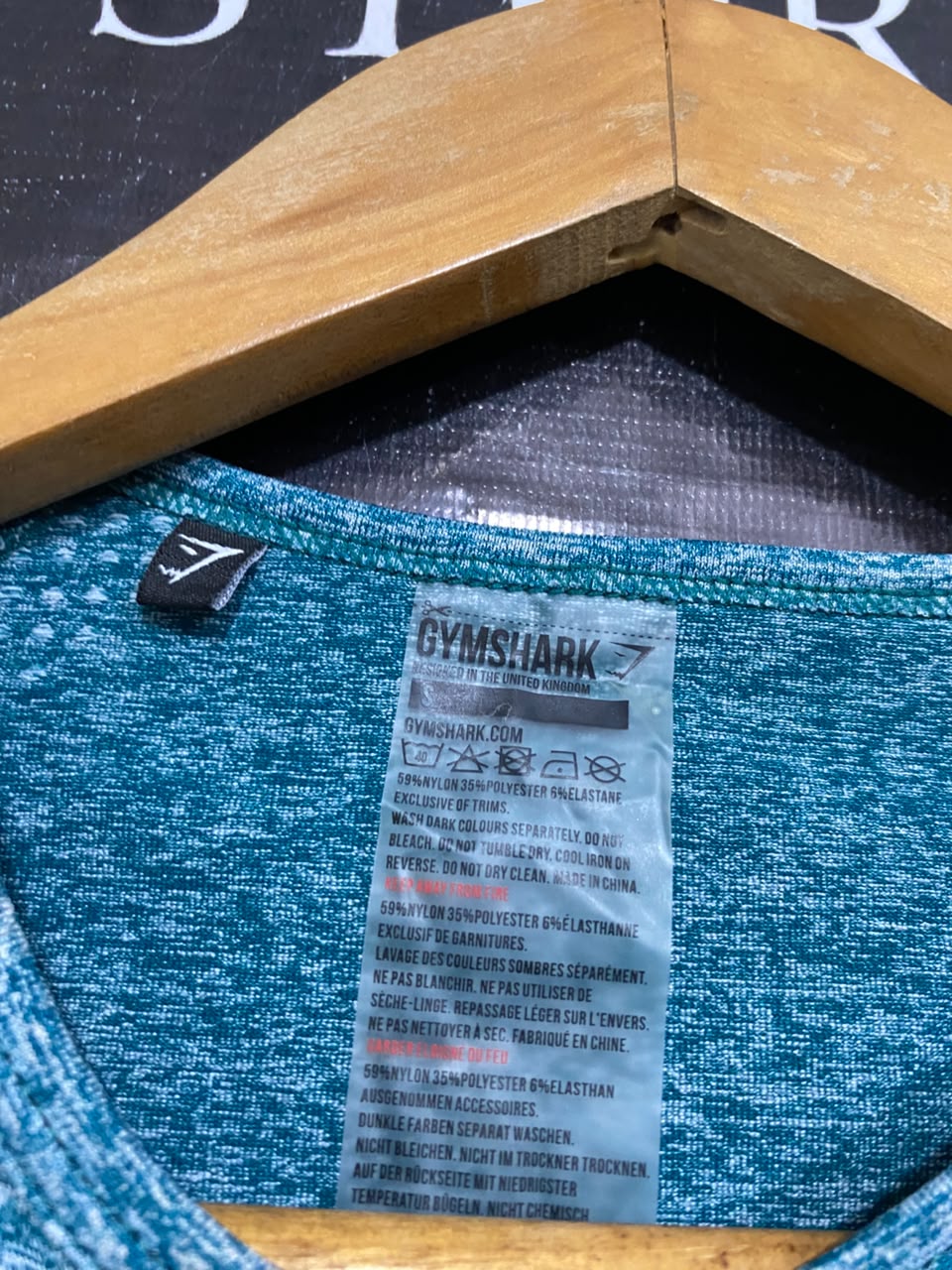 GYMSHARK | S| BUST 14| WOMEN'S VITAL SEAMLESS LONG SLEEVE TEAL MARL WORKOUT SHIRT