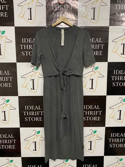LULULEMON | M| BUST 17| WOMEN'S TIE-FRONT SHORT SLEEVE MIDI DRESS
