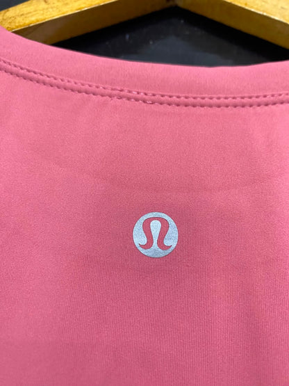 LULULEMON | M| BUST 16| ATHLETIC LONG SLEEVE CROPPED TOP - CORAL PINK WORKOUT SHIRT