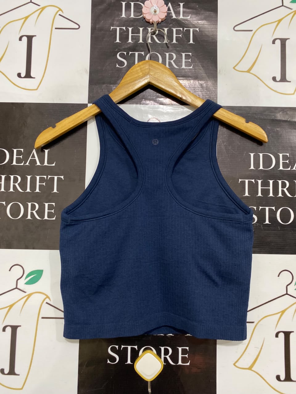 LULULEMON | S| BUST 14| NAVY BLUE RIBBED WORKOUT SHIRT