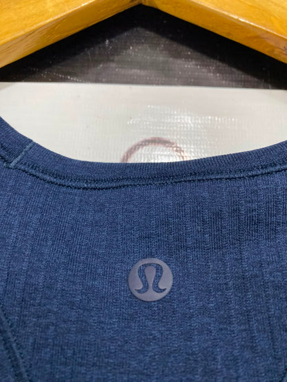 LULULEMON | S| BUST 14| NAVY BLUE RIBBED WORKOUT SHIRT