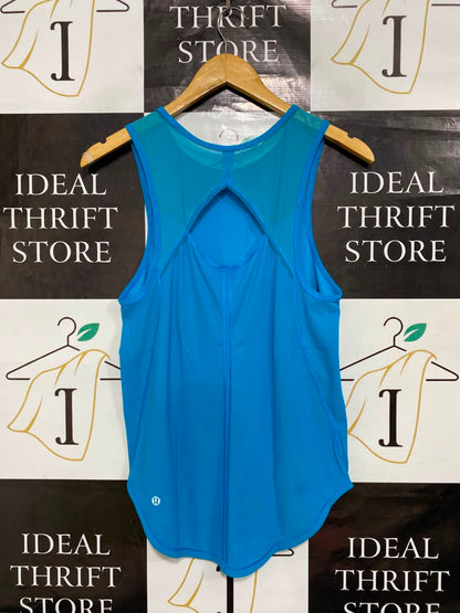 LULULEMON | S| BUST 15| BRIGHT CERULEAN BLUE WORKOUT SHIRT WITH MESH PANELS