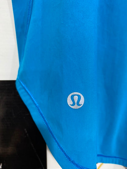 LULULEMON | S| BUST 15| BRIGHT CERULEAN BLUE WORKOUT SHIRT WITH MESH PANELS