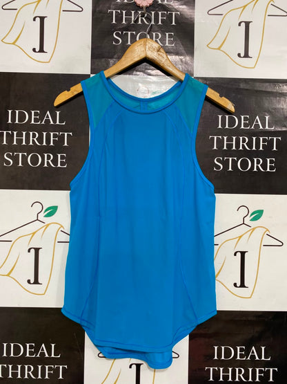 LULULEMON | S| BUST 15| BRIGHT CERULEAN BLUE WORKOUT SHIRT WITH MESH PANELS