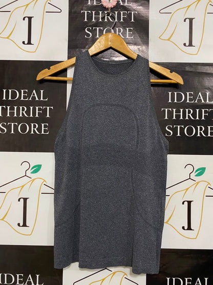 LULULEMON |M| BUST 16| HEATHERED DARK GREY CHARCOAL WORKOUT SHIRT