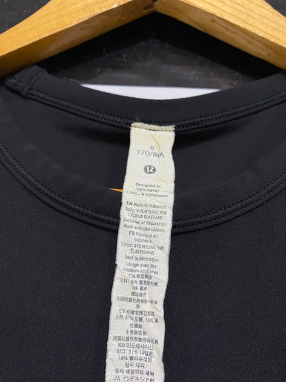 LULULEMON |S| BUST 14| SIDE-GATHERED SLEEVELESS CROP TANK TOP - BLACK ATHLETIC SHIRT