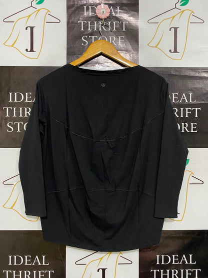 LULULEMON |L| BUST 23| BACK IN ACTION LONG SLEEVE SHIRT - BLACK BOAT NECK CASUAL TOP