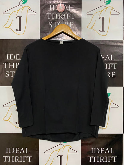LULULEMON |L| BUST 23| BACK IN ACTION LONG SLEEVE SHIRT - BLACK BOAT NECK CASUAL TOP