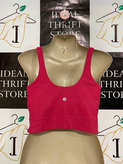 LULULEMON |S| BUST 15| WOMEN'S V-NECK RIBBED CROP TANK TOP - BRIGHT PINK WORKOUT BRA TOP