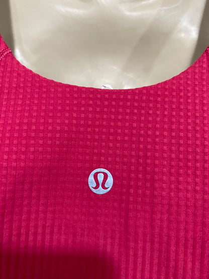 LULULEMON |S| BUST 15| WOMEN'S V-NECK RIBBED CROP TANK TOP - BRIGHT PINK WORKOUT BRA TOP