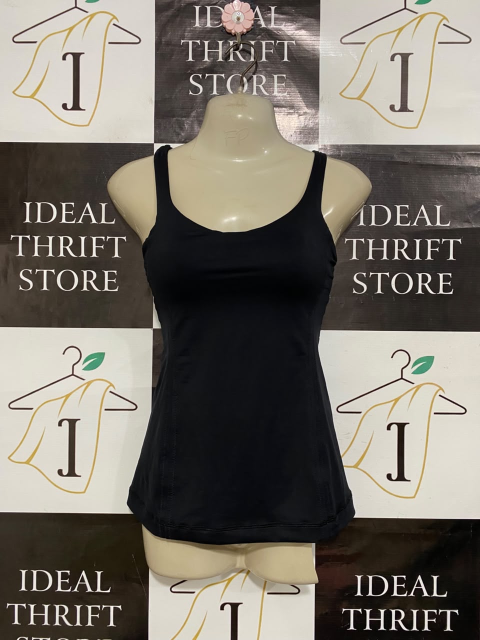 LULULEMON |S| BUST 13| WOMEN'S SCOOP NECK WORKOUT TANK TOP - BLACK BUILT-IN BRA ATHLETIC SHIRT