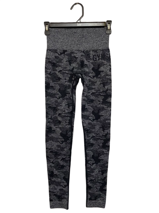 GYMSHARK |XS| WAIST 22| CHARCOAL GREY CAMO HIGH-WAISTED SEAMLESS LEGGINGS