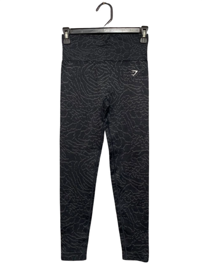 GYMSHARK |XS| WAIST 24| CHARCOAL BLACK ANIMAL/ANIMALIAN PRINT HIGH-WAISTED SEAMLESS LEGGINGS
