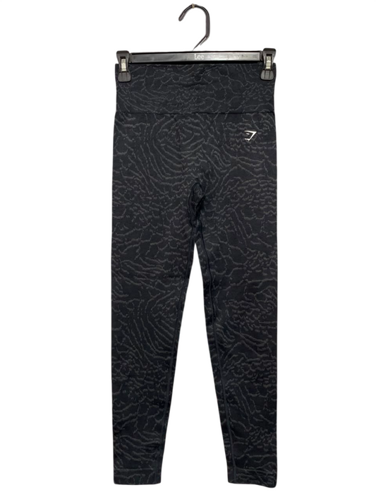 GYMSHARK |XS| WAIST 24| CHARCOAL BLACK ANIMAL/ANIMALIAN PRINT HIGH-WAISTED SEAMLESS LEGGINGS
