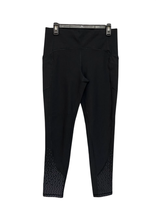 LULULEMON |M| WAIST 28| WOMEN'S BLACK HIGH-WAISTED ATHLETIC CROPPED LEGGINGS WITH SIDE POCKETS & PERFORATED DOTTED ANKLE PANELS