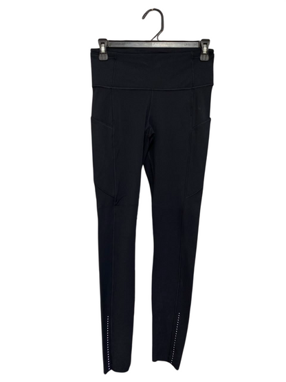 LULULEMON |S| WAIST 24| WOMEN'S BLACK HIGH-WAISTED ATHLETIC LEGGINGS WITH SIDE POCKETS & REFLECTIVE